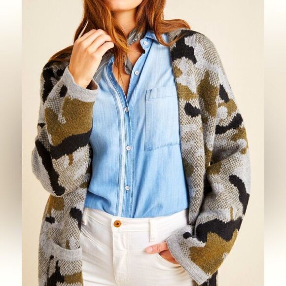 Anthropologie Vera Camo Cardigan - Picture 1 of 8